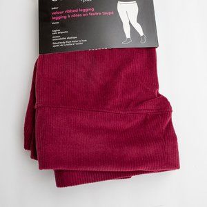 Velour Ribbed Legging - Burgundy